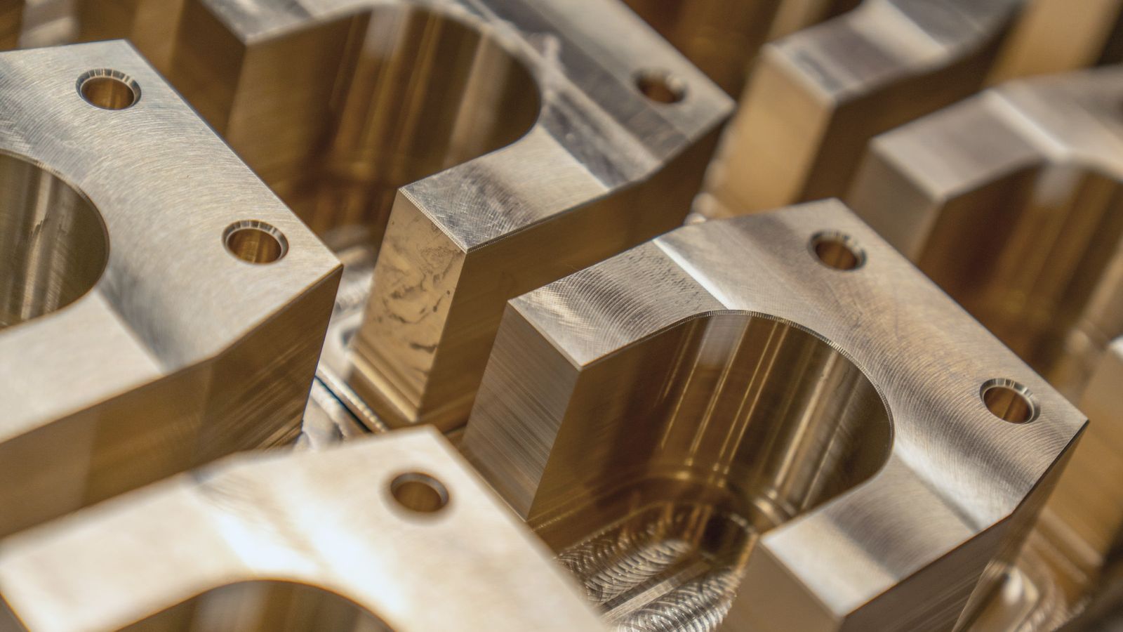 Close-up of machined metal parts